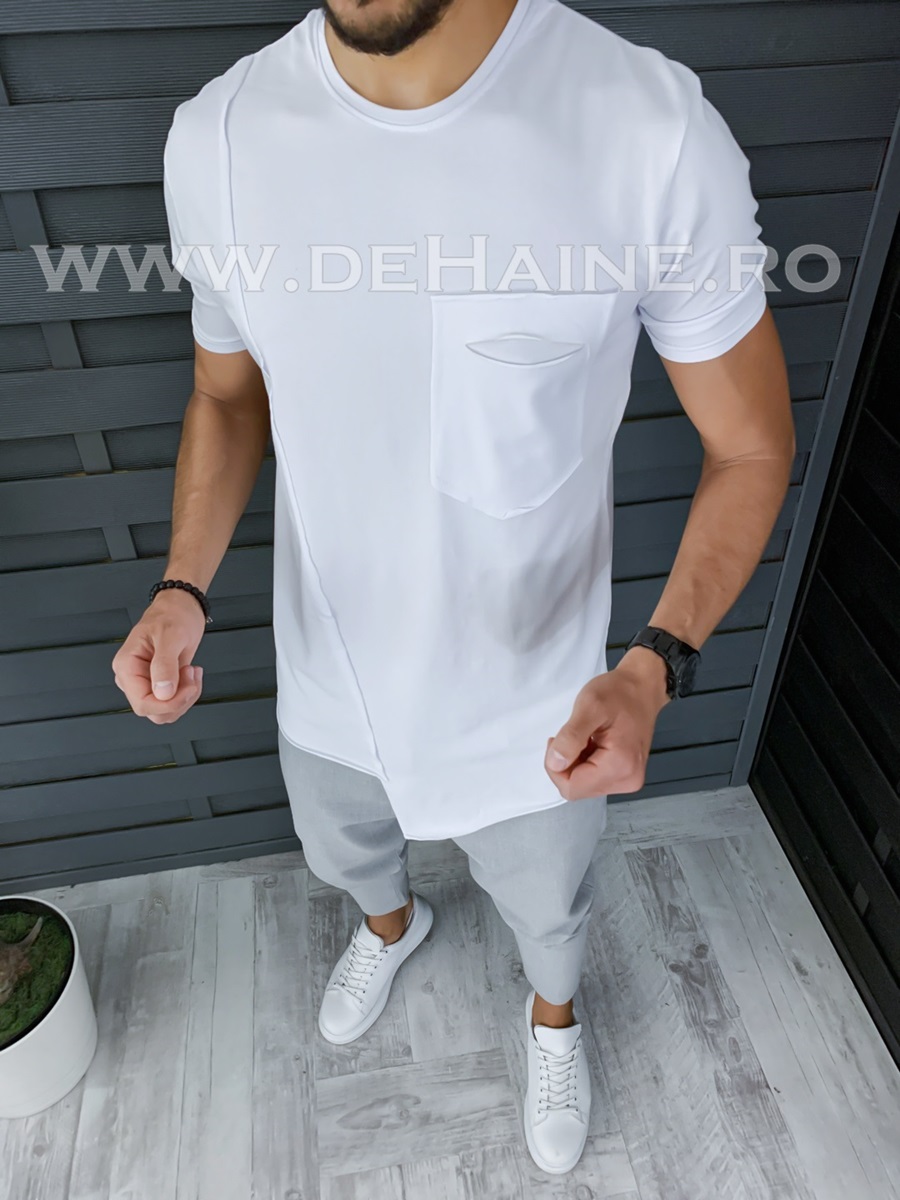 Tricou barbati alb PREMIUM slim fit ZR B1123 P6-3*